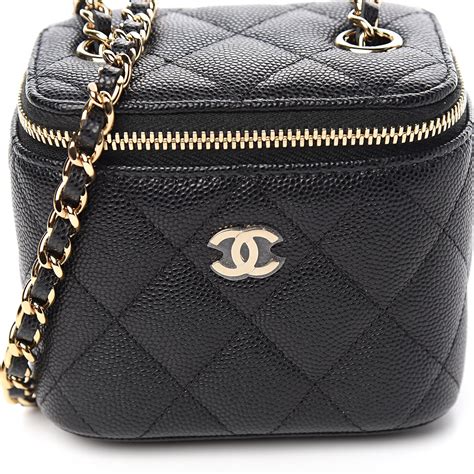 chanel caviar mini vanity|CHANEL Caviar Quilted Mini Vanity Case With Chain Light.